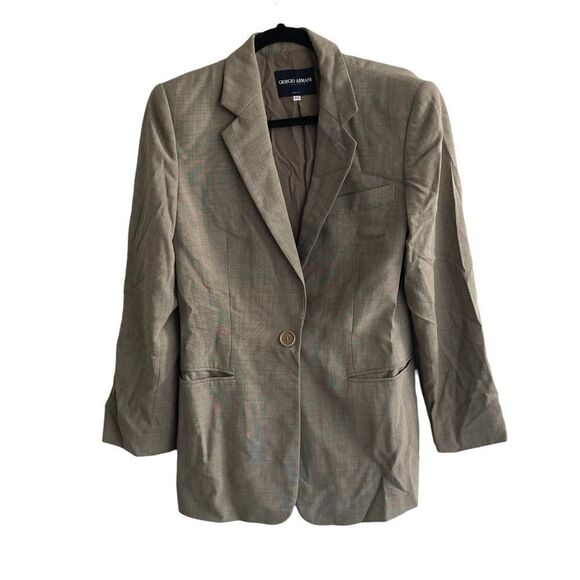 GIORGIO ARMANI Classico Wool Long Blazer Jacket Tan 44 - Picture 3 of 12